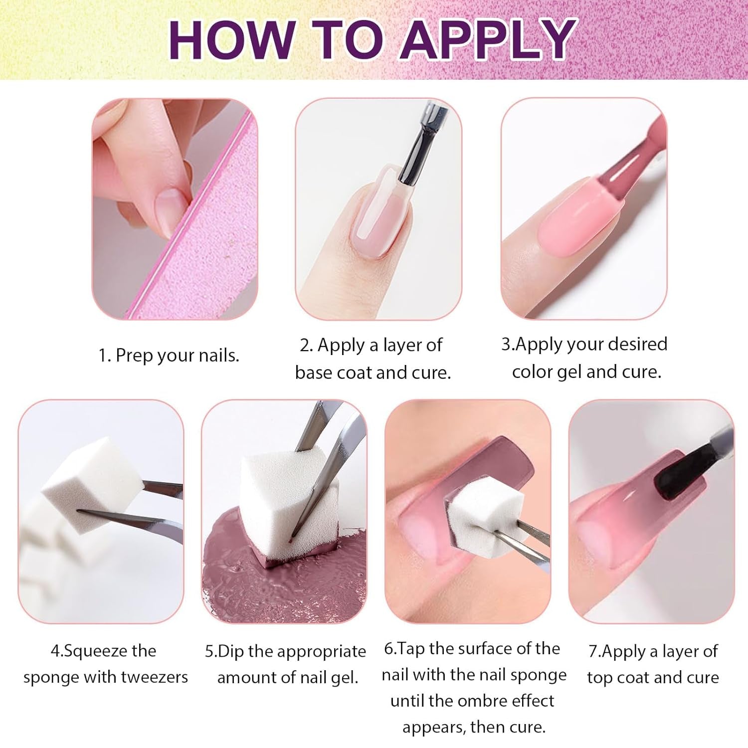 Gradiëntschildergel, 12 kleuren Ombre gelnagellak met 100 stuks nagelsponsen en 4 klauwen metalen grijper voor Franse manicure DIY nagelkunst, set I