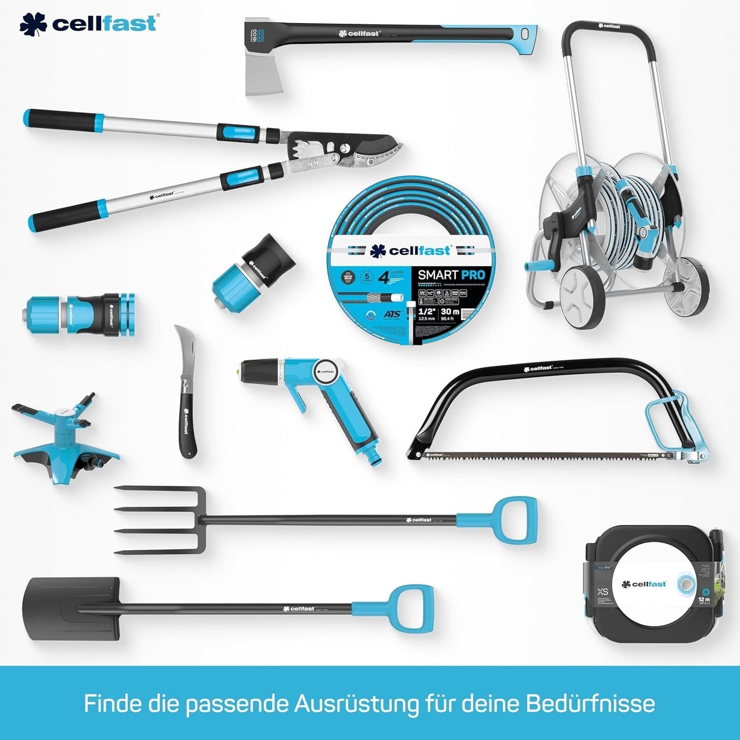 CELLFAST Tuinslang 3,4 inch 3-laags waterslang Tuin Flexibele irrigatieslang met duurzame draadversterking UV-bestendig Anti-algen 25 bar 50 meter en meer