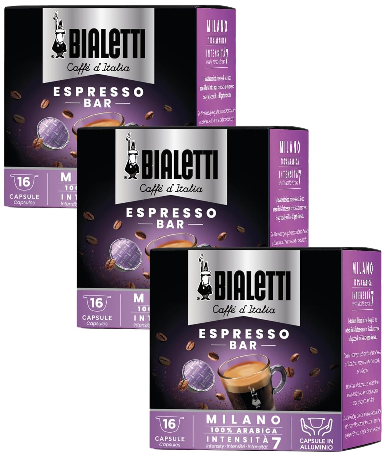 96080090/M Kaffee-Kapseln Milano, Alu, 16 Stück (Verpakking met 3)