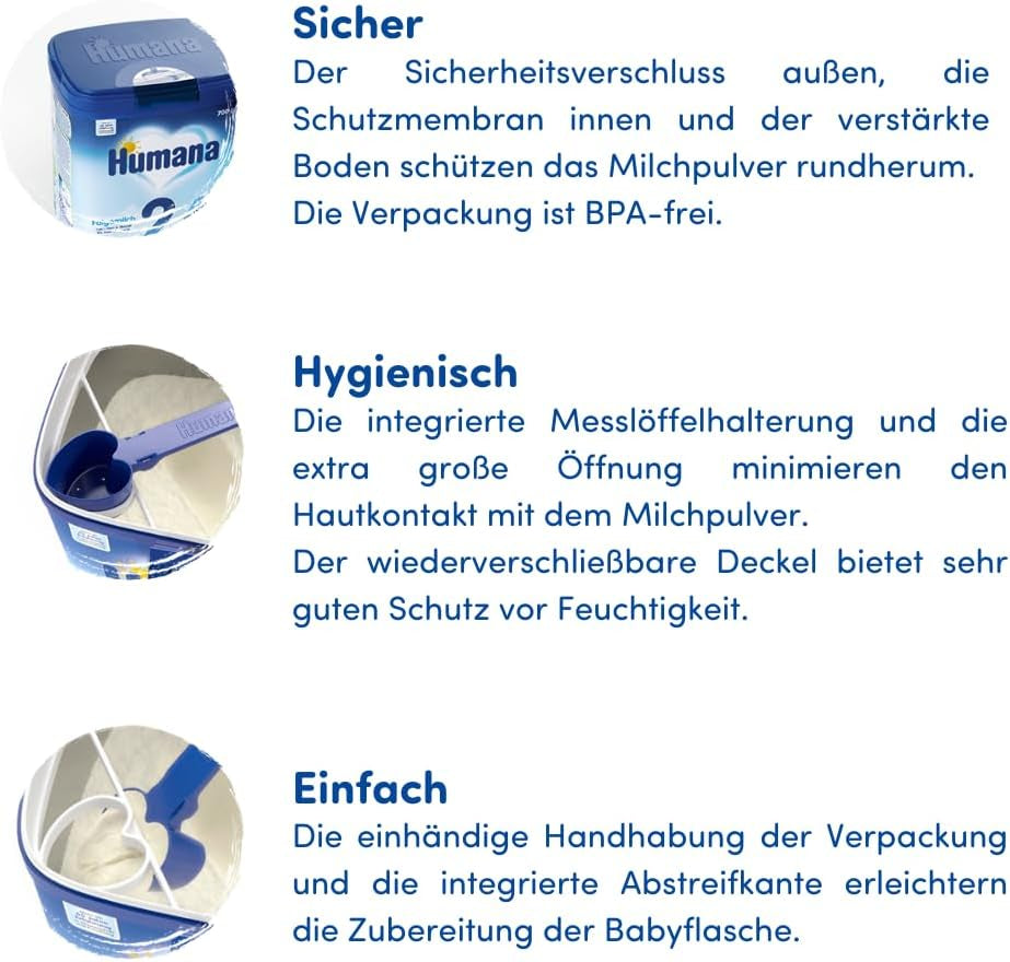 Humana Kindergetränk 1+, vanaf 1 jaar, Milchpulver für Kindermilch, nährstoffreiche Milch für Kleinkinder, als gelegentliches Milchgetränk of zur Mahlzeit, 650 g