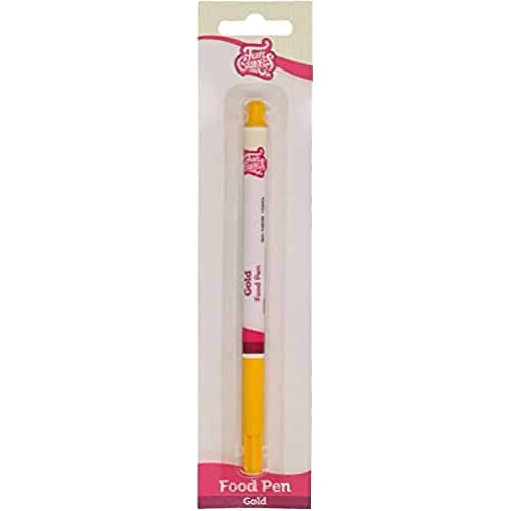 Funcakes Food Pen Gold: Kleurstofpennen, flexibele punt voor dikke en dunne lijnen, eetbare pen voor koekjes, taarten, fondant en meer, ideaal voor personalisatie, Halal gecertificeerd