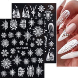 4 Blatt 3D Nagelsticker Weihnachten Nagelaufkleber Christmas 5D Stereoskopisch Selbstklebend Schneeflocke Schneemann Nail Art Sticker Decoratie Nageldesign Zubehör