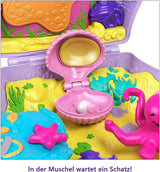 Polly Pocket opbergdoos schelpentas met 2 poppen en 1 onderzeeër Polly Pocket zeemeermin speelgoed, leeftijd 4+ GNH11