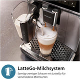 PHILIPS automatische espressomachine 3300 serie - 6 dranken, modern kleurentouchscreen, LatteGo melkbereidingssysteem, SilentBrew, 100% keramische molen, AquaClean filter. Zwart chroom (EP3347/90)