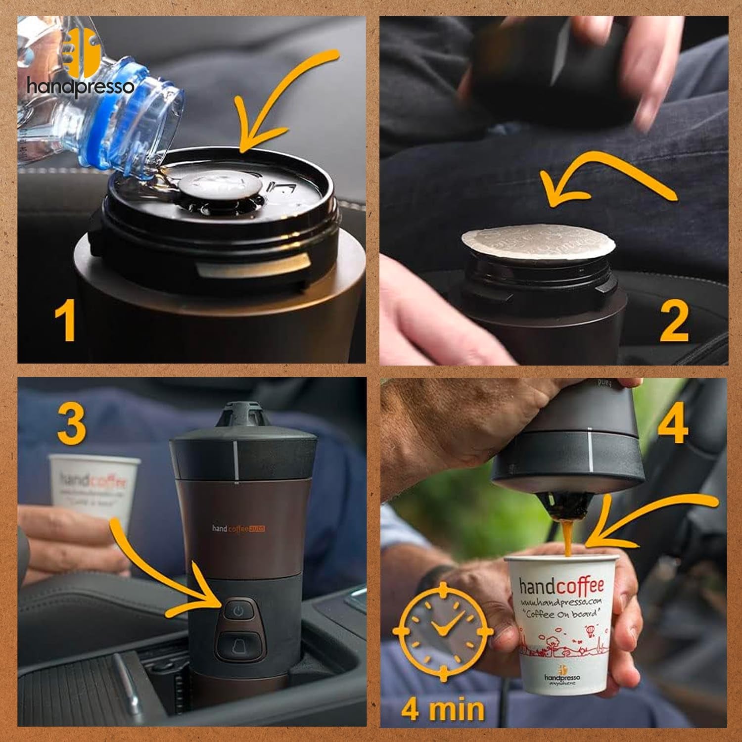 Handpresso - Handkoffie Auto 21000 | 12V auto-espressomachine - 12 volt espressomachine voor auto's | Senseo Pad espressomachine voor auto's - 12V reis-espressomachine | 12 Volt espressomachine voor campers