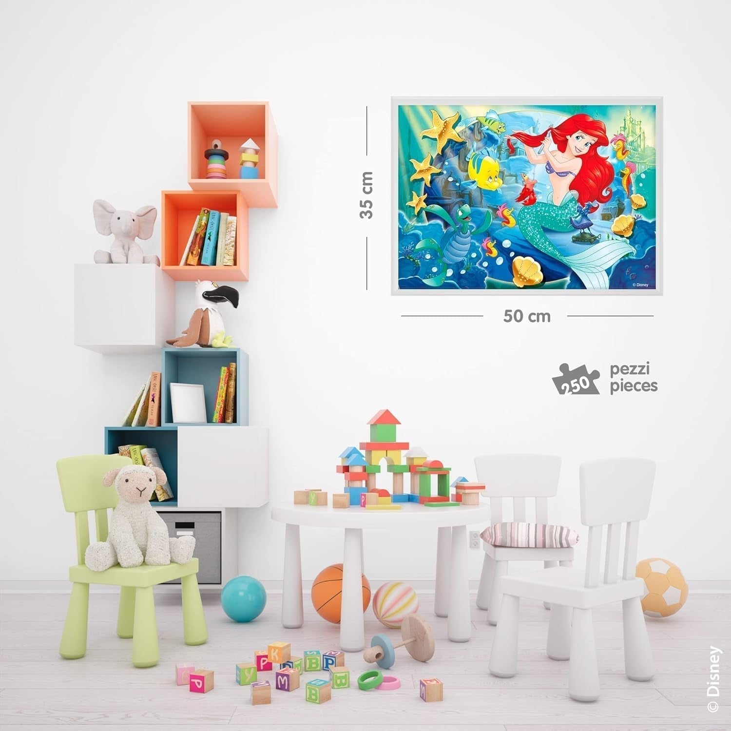 Lisciani - DISNEY Puzzel Ariël - Speel de scènes uit je favoriete dozen na en kleur ze in - vanaf 7 jaar - GROTE PUZZEL met 250 stukjes - Bevordert de behendigheid Puzzel Naty Shop