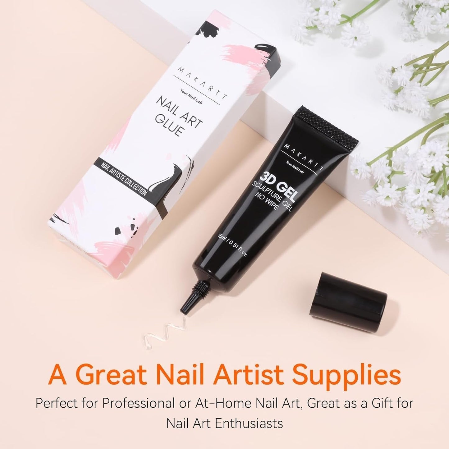 Makartt 3D Nail Art Gel - Strasslijmgel 15G voor nagelsleutelhangers, multifunctionele nagelsculptuurgel voor doe-het-zelf nagelontwerp, nagelsculptuur nagelmodellering thuis (transparant)