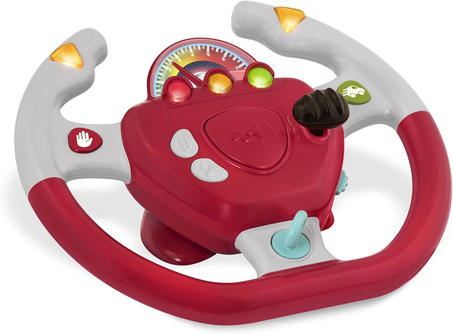 Battat Plastic, BT2525Z Interactief stuurwielspeelgoed, ook voor reizen en autoritten, met licht en geluid voor kinderen vanaf 2 jaar, Rood, Compatibel met auto's Babyspeelgoed Naty Shop Stuurwiel
