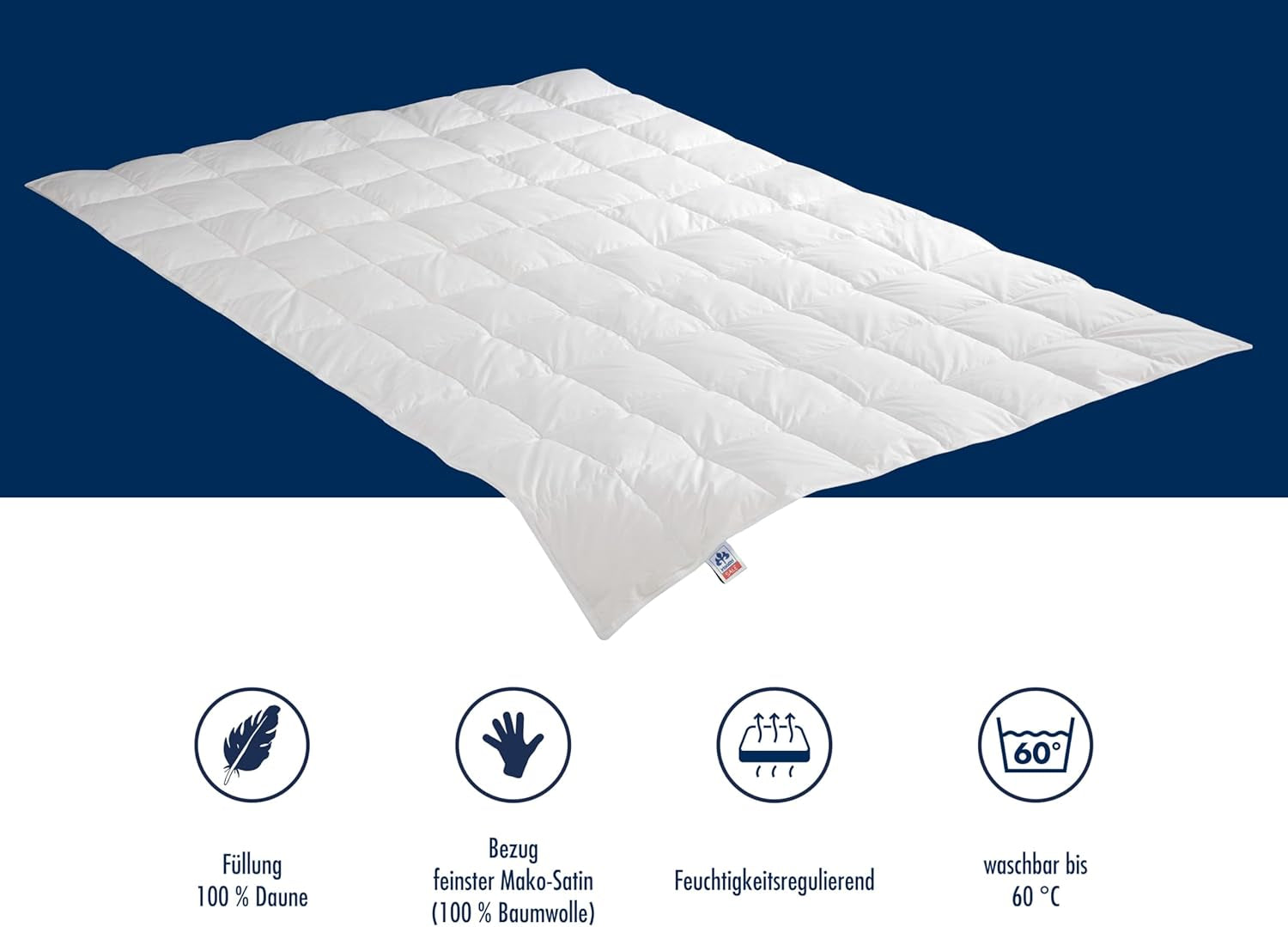 Irisette Nora donzen dekbed Lichtgewicht zomerdekbed met 100% katoenen hoes, 100% donsvulling klasse I, 135 X 200 cm, Oeko-Tex gecertificeerd, geproduceerd volgens de Duitse kwaliteitsnorm Quilts en quilts Naty Shop