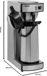 Saro espressomachine, inclusief karaf met geïsoleerde roestvrijstalen pomp – 2,2 l – bereidingstijd ca. 5–6 min – bescherming bij werking zonder water – 2,069 kW – model THERMO 24