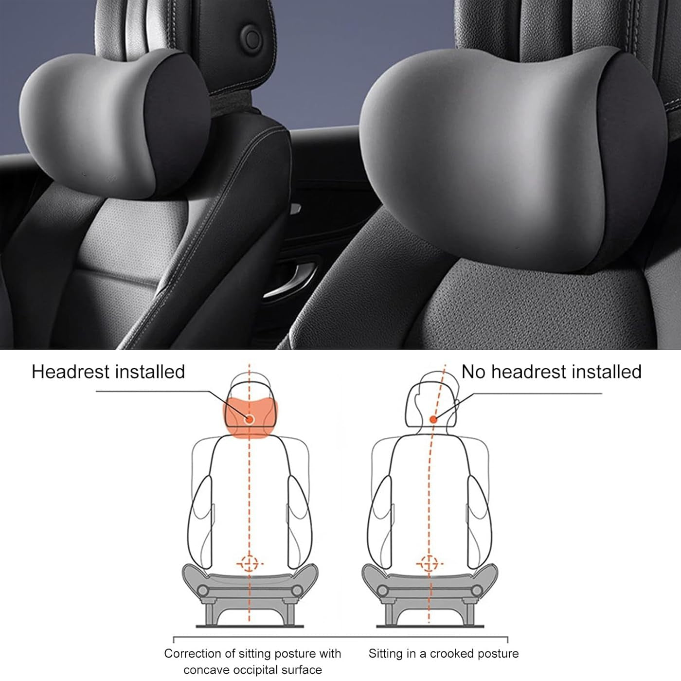 Auto-nekkussen Zacht auto-hoofdsteunkussen Auto-nekkussen Auto-hoofdsteunkussen Nekkussen Accessoirekussen Geheugenkatoen Autoaccessoire Hoofdsteunkussen Hoofdsteunkussen (zwart) Cervicale orthopedische kussens Naty Shop