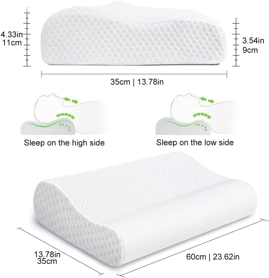 Findigit Gezondheidskussen, Memory Foam Kussen, Orthopedisch Neksteunkussen voor Zij- en Rugslapers, Ergonomisch Cervicaal Wervelkolomkussen (60 X 35 X 11/9cm) Cervicale Orthopedische Kussens Naty Shop