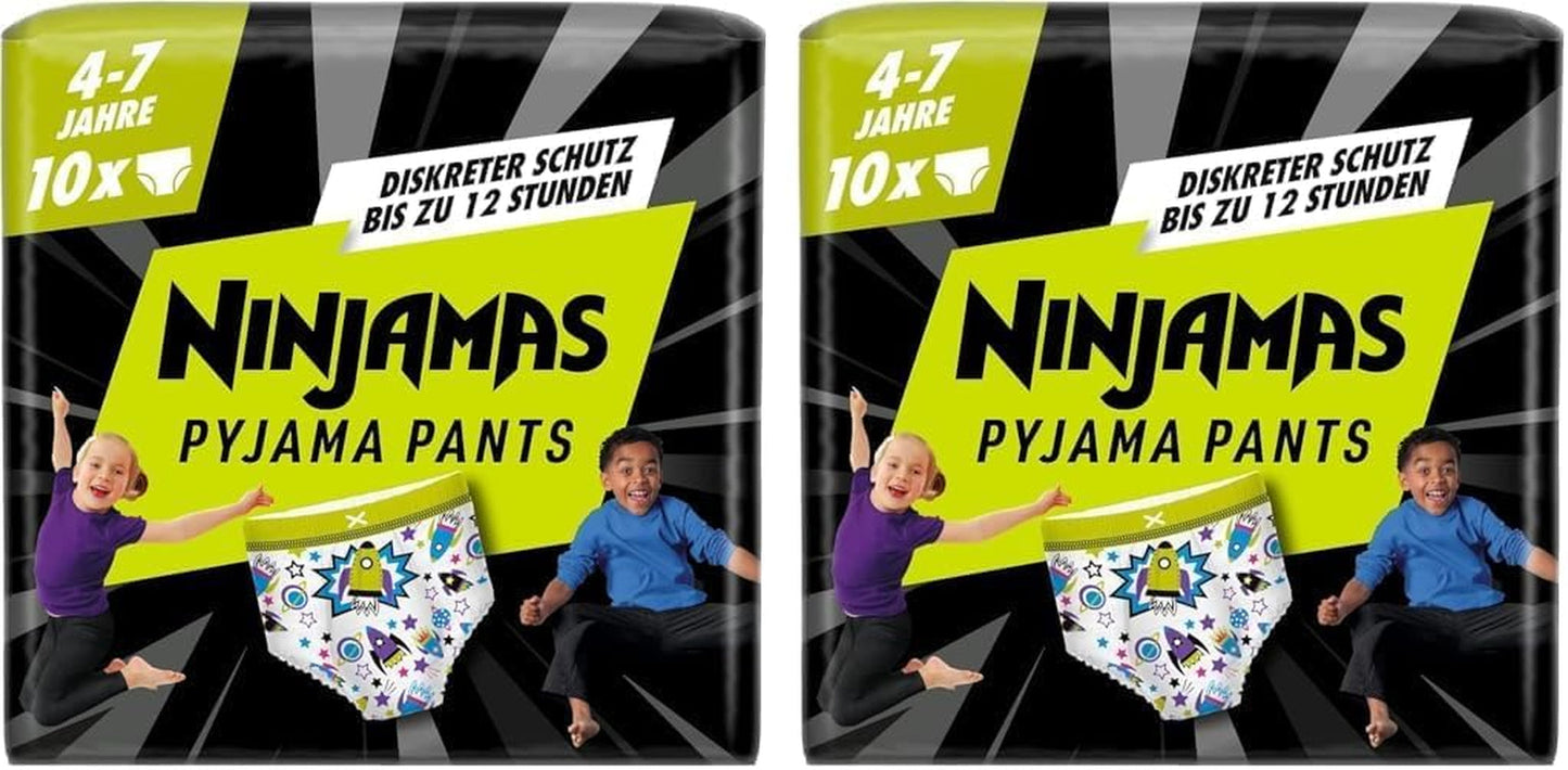 Ruimteschip pyjamabroek, 10-pack absorberende nachtbroeken, 7 jaar, 17kg-30kg, lekbescherming de hele nacht