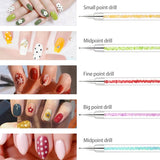 Sulularpek 5 Stück Nagel Pinsel, Nageldesign Pinsel, Dotting Tool, Nail Art Liner Pinsel, Nagelverlängerung Gelpinsel, Nagelbürste Für Punktierungen, Zeichnen, Für DIY Nail Art Design