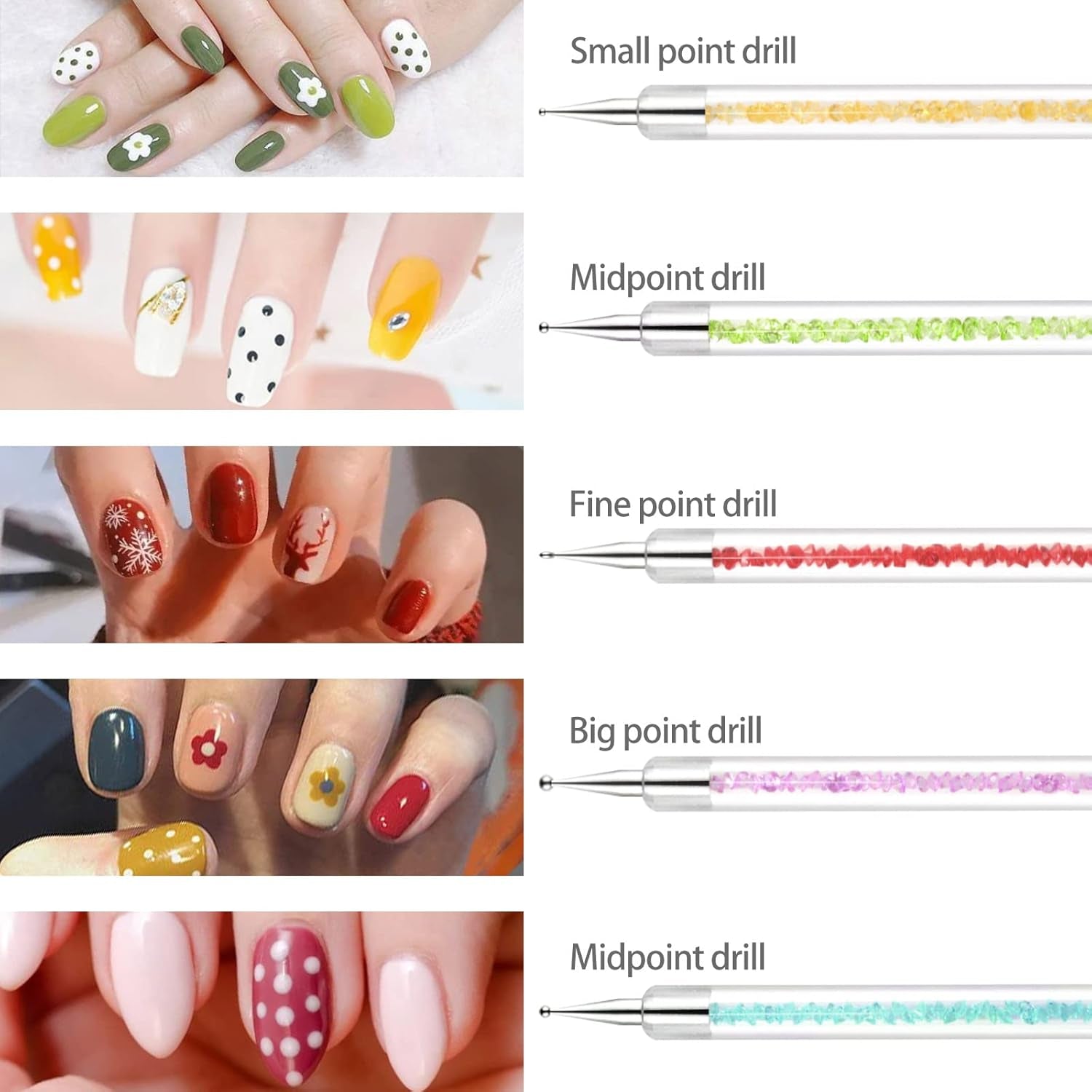 Sulularpek 5 Stück Nagel Pinsel, Nageldesign Pinsel, Dotting Tool, Nail Art Liner Pinsel, Nagelverlängerung Gelpinsel, Nagelbürste Für Punktierungen, Zeichnen, Für DIY Nail Art Design