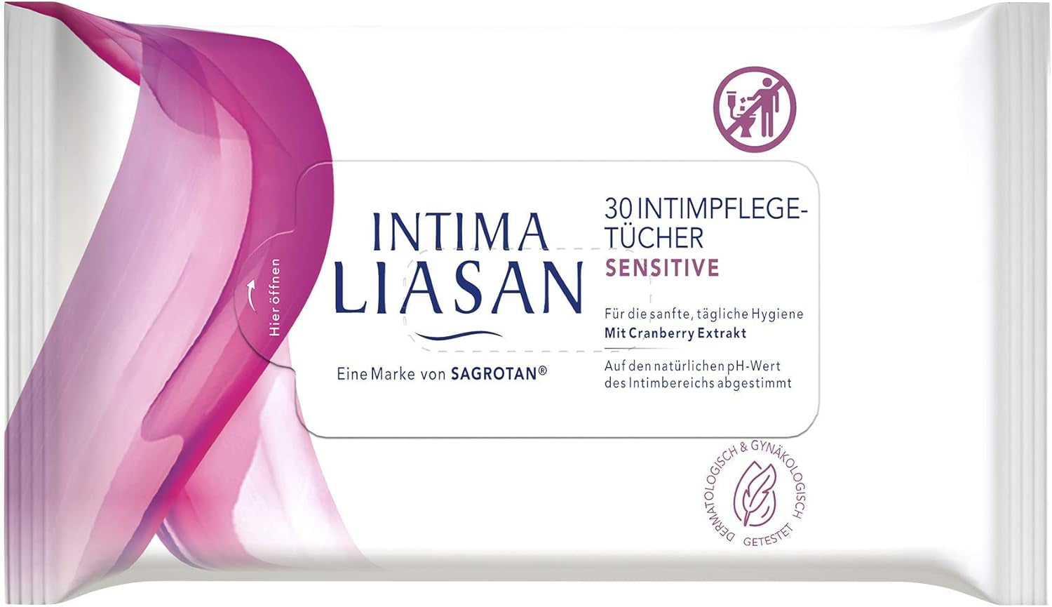 Intima Liasan van Sagrotan Sensitive intiem maandverband, zeepvrij en alcoholvrij, 30 stuks
