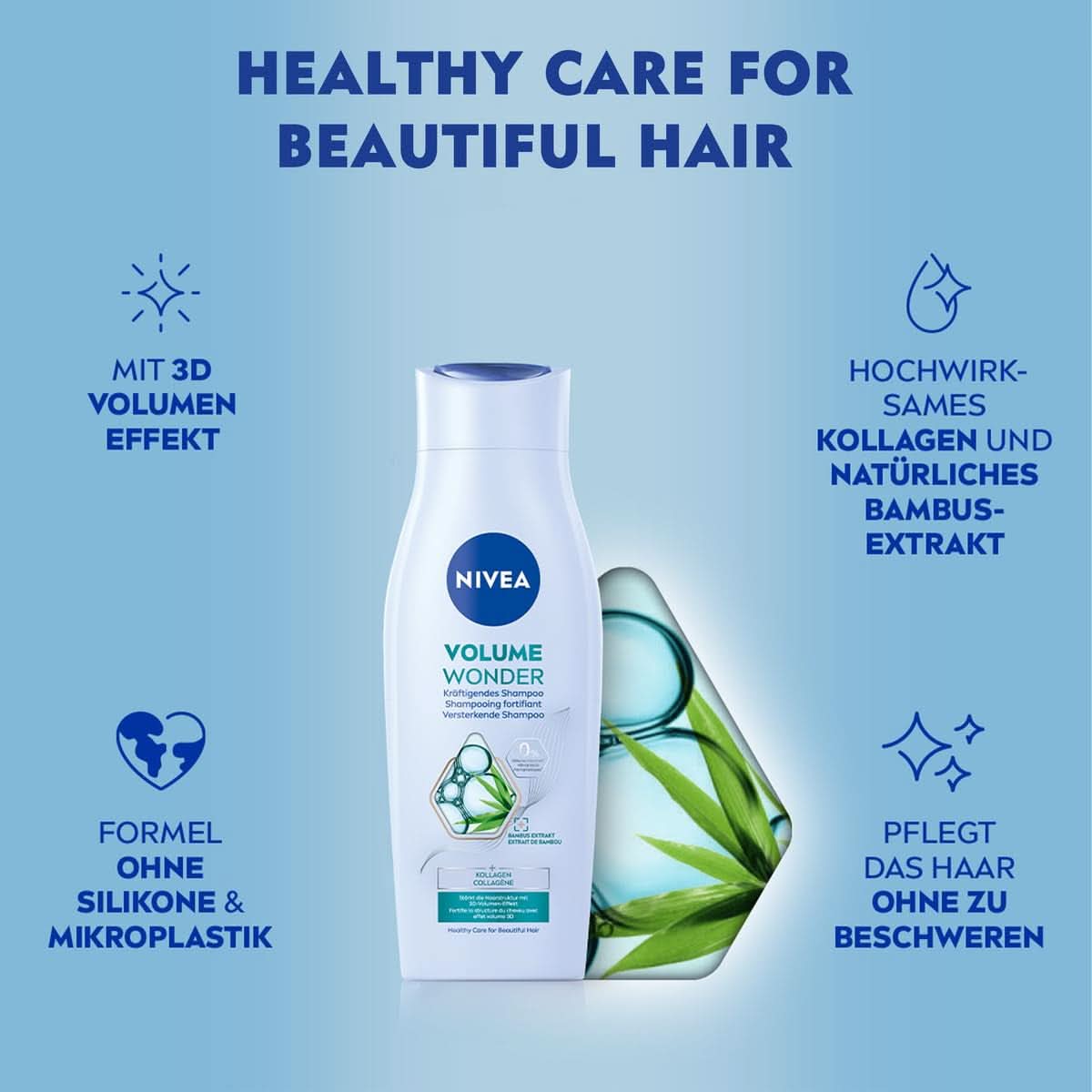 NIVEA Volume Wonder Versterkende shampoo, volumegevende shampoo, 50 ml Douche en bad Naty Shop