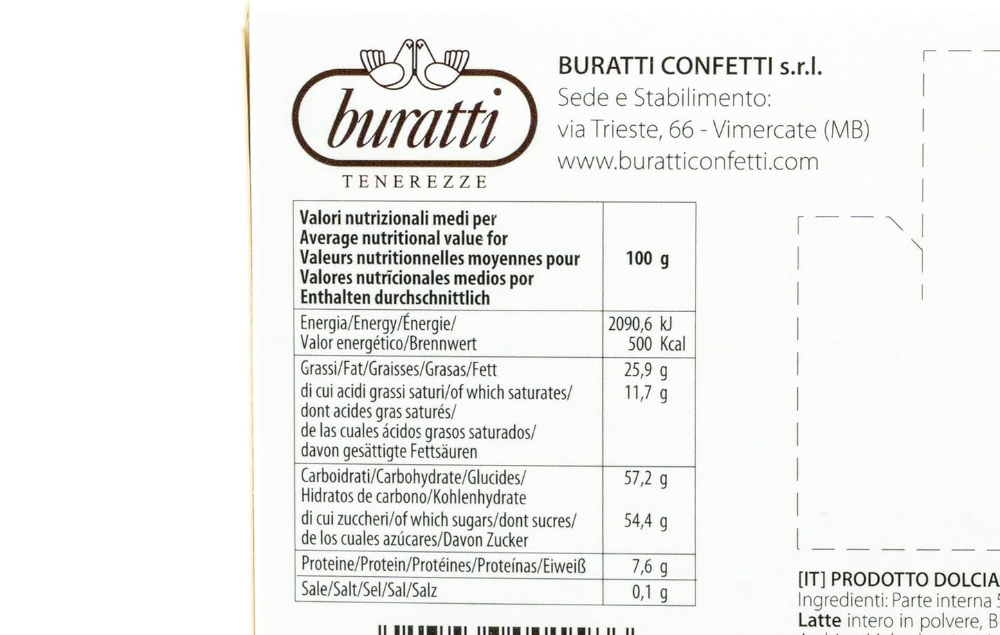 Amandelen omhuld met witte chocolade Tenerezze, 1 stuk