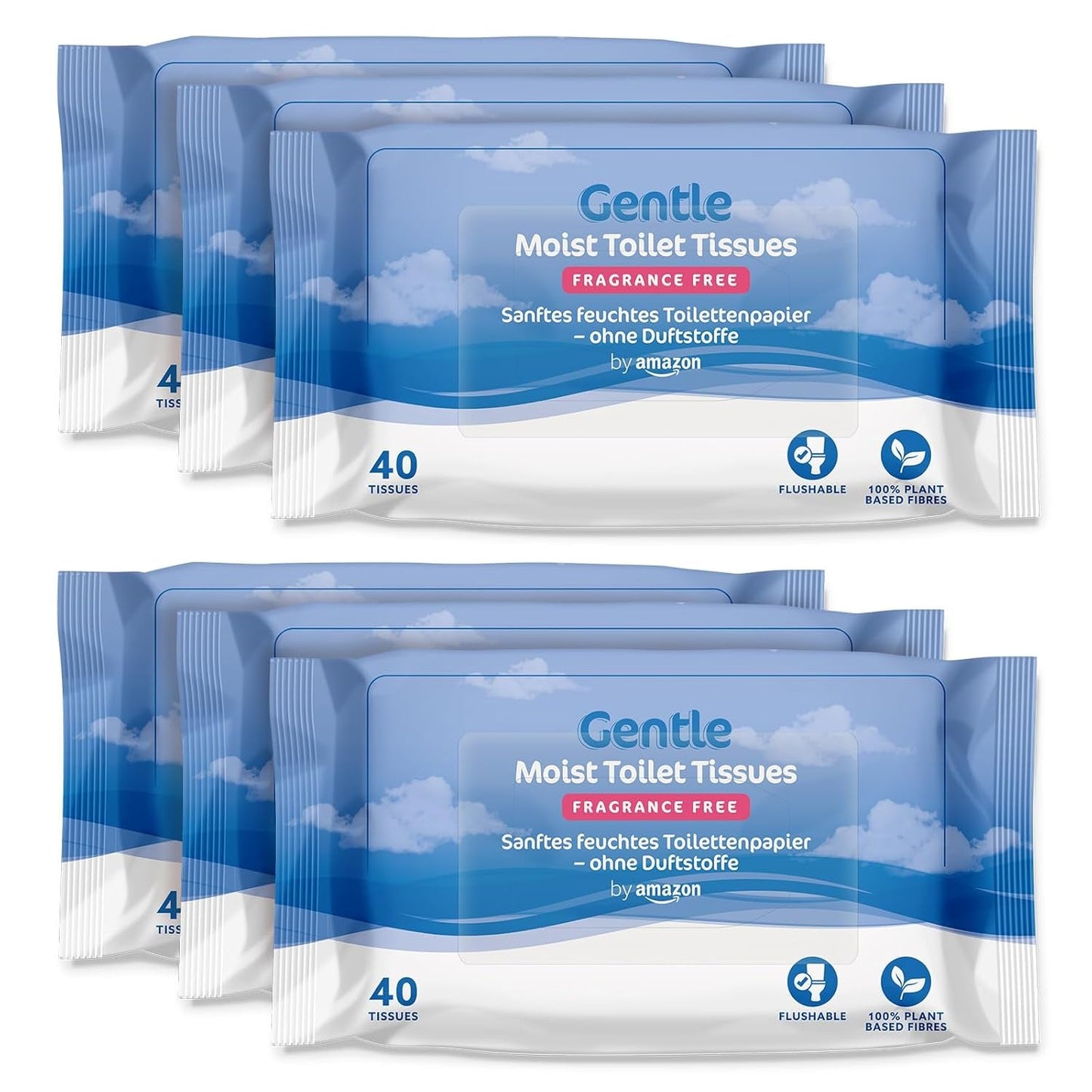 Door Amazon Zacht, nat, geurloos, fijn absorberend, ongeparfumeerd toiletpapier, 240 stuks (6 verpakkingen van 40 stuks) (voorheen merk Presto!)