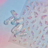 3 Stück Nagelsticker, Selbstklebend Glänzend Aurora Schmetterling Nagelsticker, Farbe Erleichterung Schmetterlinge Nagelsticker, Nail Art Decoratie Nagel Design Zubehör, Für Frauen Nagel DIY Art