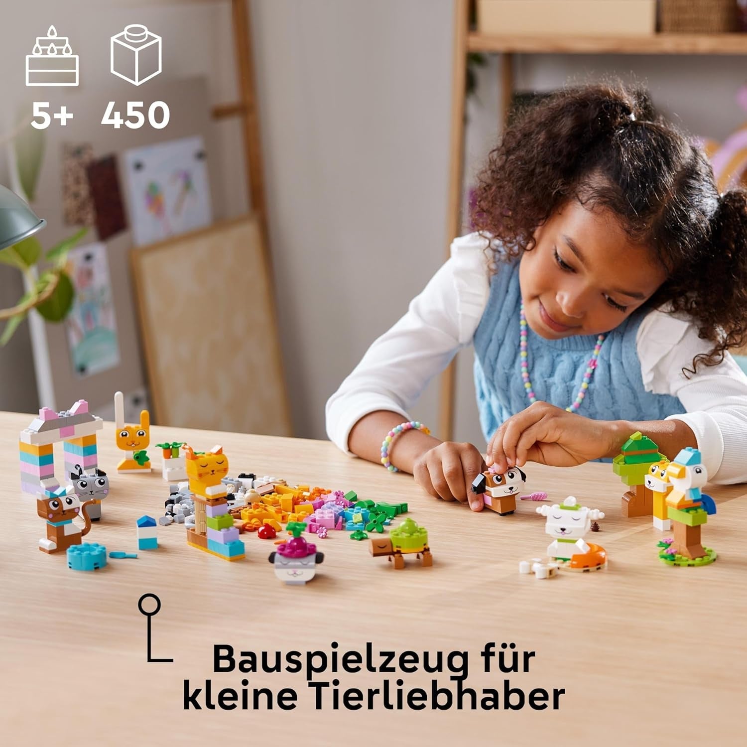 LEGO Classic Creative Animals, doos met kleurrijke stenen, bouwstenen dierfiguren zoals hond, kat, konijn, hamster en vogel, constructiespeelgoed voor jongens en meisjes vanaf 5 jaar 11034 Bouwsets Besuche den LEGO-Store