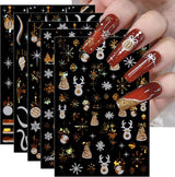 JMEOWIO Nagelsticker Weihnachten Gold Glitter Silber 8 Blatt Nail Art Sticker Selbstklebend Nagelaufkleber Schneeflocke Winterurlaub Decoratie Nageldesign Zubehör