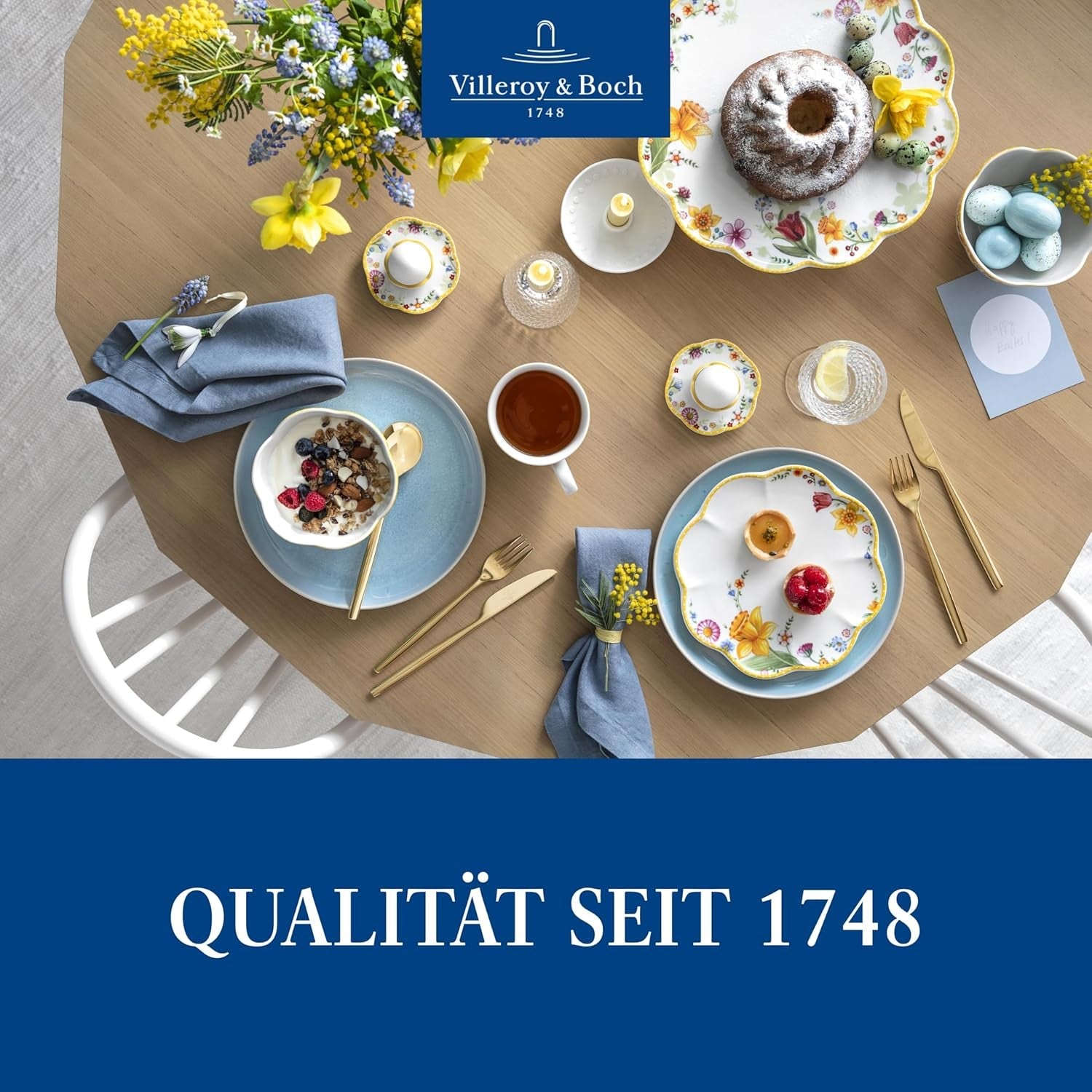 Villeroy & Boch - Spring Awakening Ontbijtset voor 2, 6-delig, Paasserviesset, Ontbijt, Pasen, Koffieservies, Lenteservies, Porselein