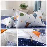 Kinderbeddengoed, raketten en planeten, omkeerbaar design, katoenen beddengoed - kinderen Naty Shop