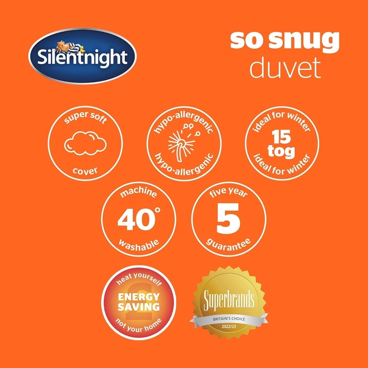 Silentnight so Snug 534222GE dekbed voor kingsize bed, 15 Tog, warm, gezellig, dik, hypoallergeen en machinewasbaar, wit, kingsize bed Quilts en dekbedden Naty Shop