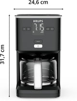 Krups Smart'n Light koffiemachine met timer, voor 1,25 liter filterkoffie, warmhoudfunctie, automatische uitschakeling, zwart, KM600810