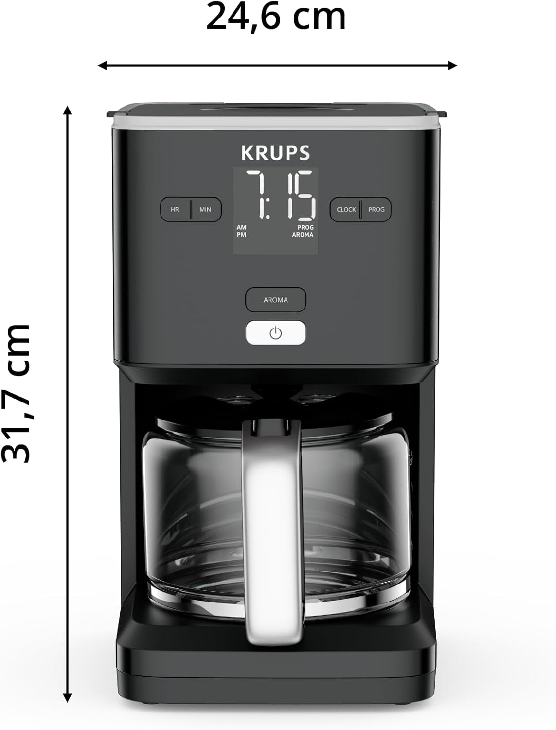Krups Smart'n Light koffiemachine met timer, voor 1,25 liter filterkoffie, warmhoudfunctie, automatische uitschakeling, zwart, KM600810