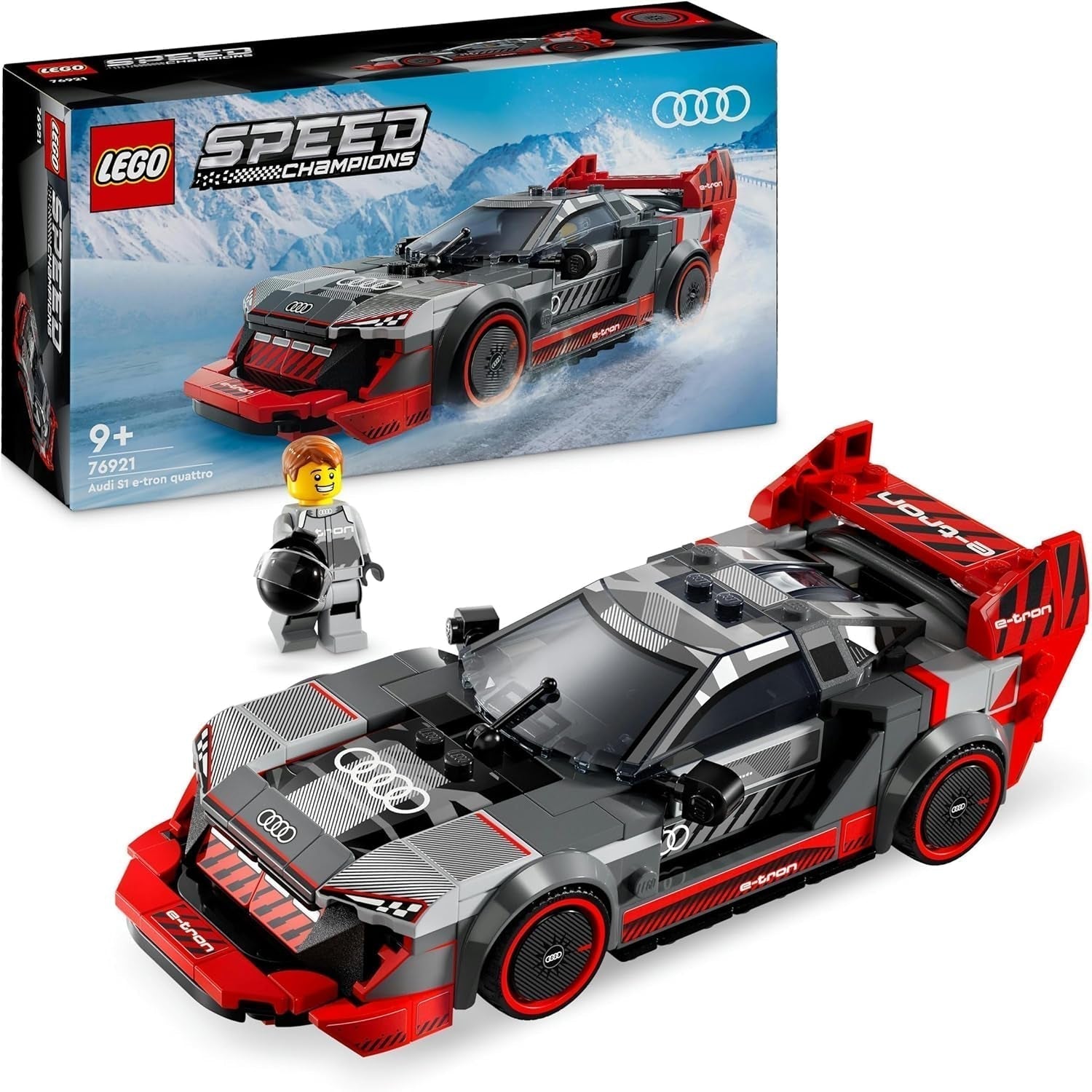LEGO Speed Champions Audi S1 E-Tron Quattro racewagenset met autospeelgoed om te bouwen, spelen en tentoon te stellen, automodel voor kinderen, cadeau voor 9-jarige jongens en meisjes 76921 Bouwsets