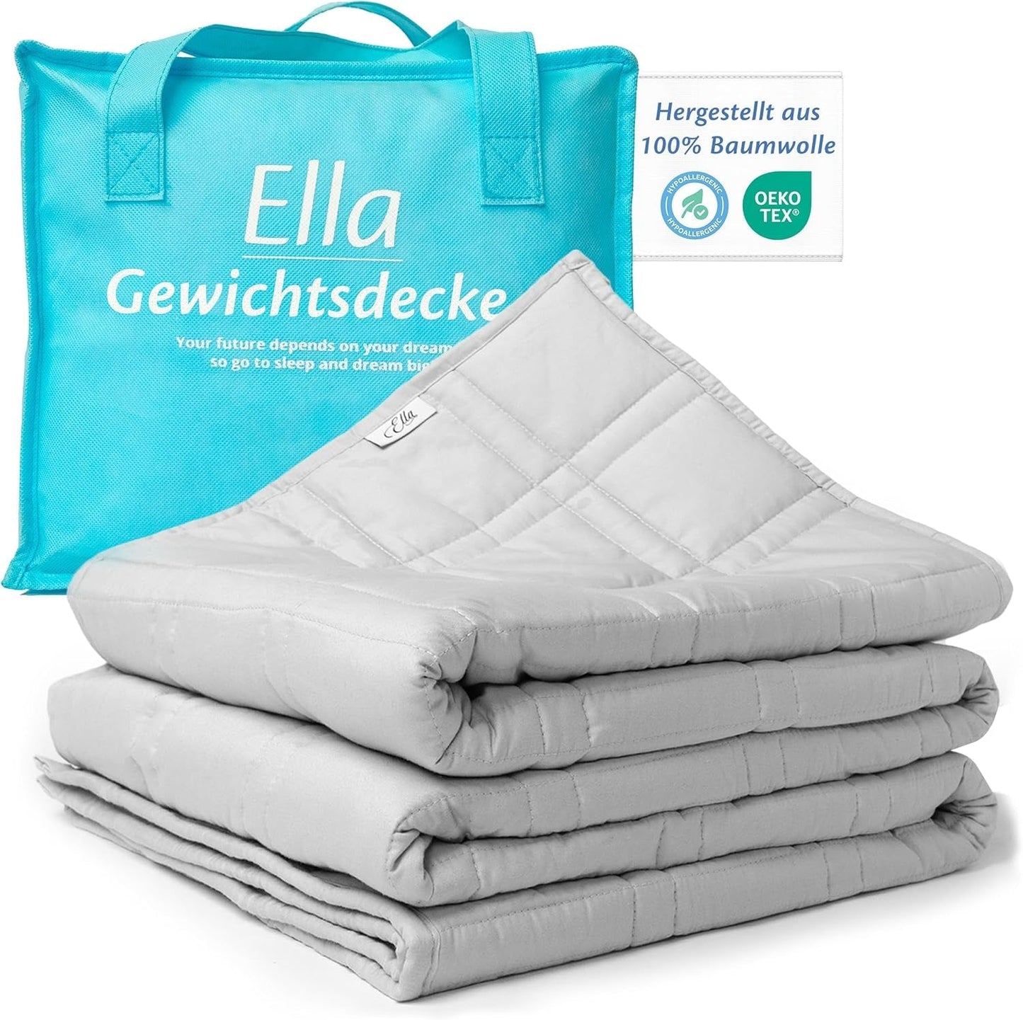 Verzwaarde deken 135X200 7Kg - Antistress therapiedeken - Zware deken 100% katoen - Deken voor diepe slaap en beter herstel - Verzwaarde deken - voor mannen en vrouwen van 55-85Kg Bedden en Dekens Beuche den Ella-Store 135X200 7,0 Kilogram