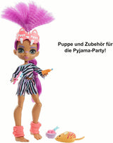 Cave Club GTH02 - Roaralai Pyjama Party Fun Doll, gelede pop met paars haar en accessoires, cadeau voor kinderen vanaf 4 jaar, veelkleurig