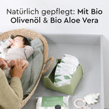 LILLYDOO Groene vochtige doekjes, 600 stuks (10 x 60), 100% plasticvrij, scheurbestendig doekje - geurvrij, zacht en natuurlijk, zachte reiniging voor de gevoelige huid, dermatologisch getest