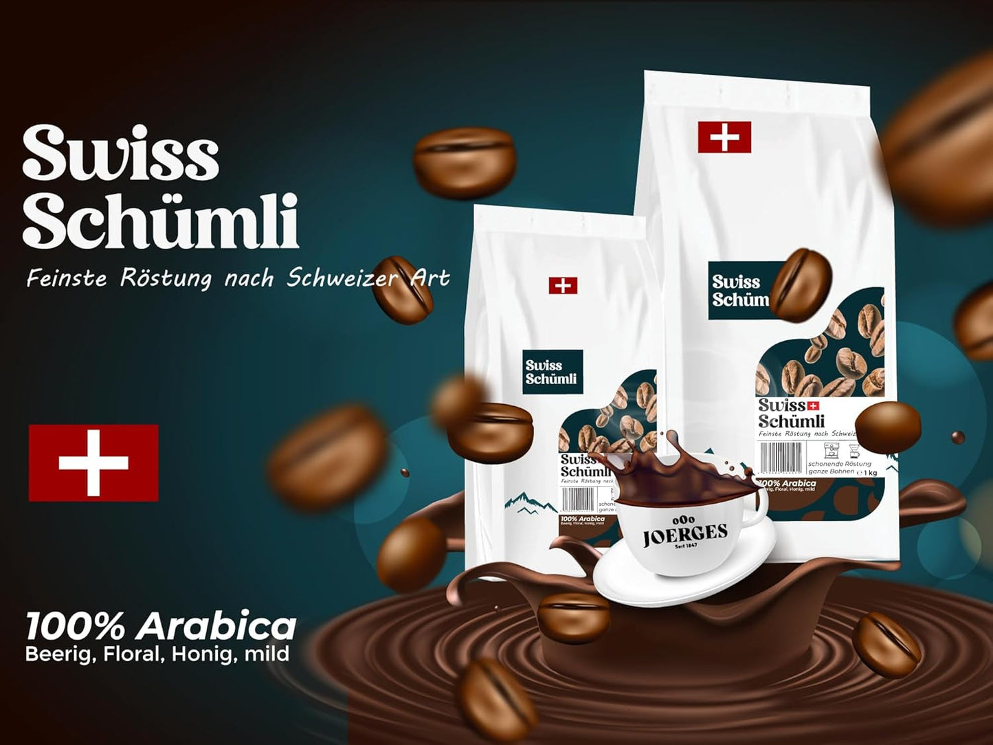 Uit ruim 175 jaar ervaring: Schwiizer Schüümli Zwitserse Schümli koffiebonen 1kg – Lichte branding voor een fijne Schümli koffie, perfecte room, intensiteit 2/5, zuurgraad 1/5 – voor echt koffiegenot