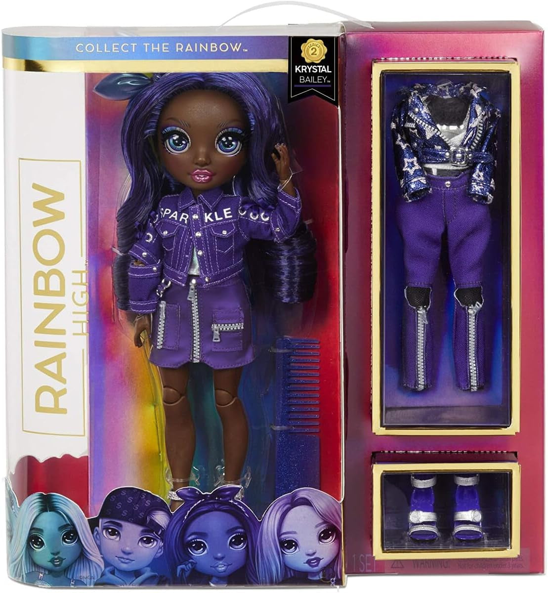 Rainbow High Fashion Doll - Kristal Bailey - Indigo pop met 2 luxe outfits - Inclusief poppenaccessoires en standaard uit serie 2 - Geweldig cadeau voor kinderen en verzamelaars vanaf 6 jaar