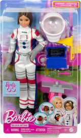 Barbiepop voor 65e verjaardag en 10 accessoires, Astronautenset voor brunettepop, Rover op wielen, Ruimtehelm met verwisselbaar vizier en meer, HRG45