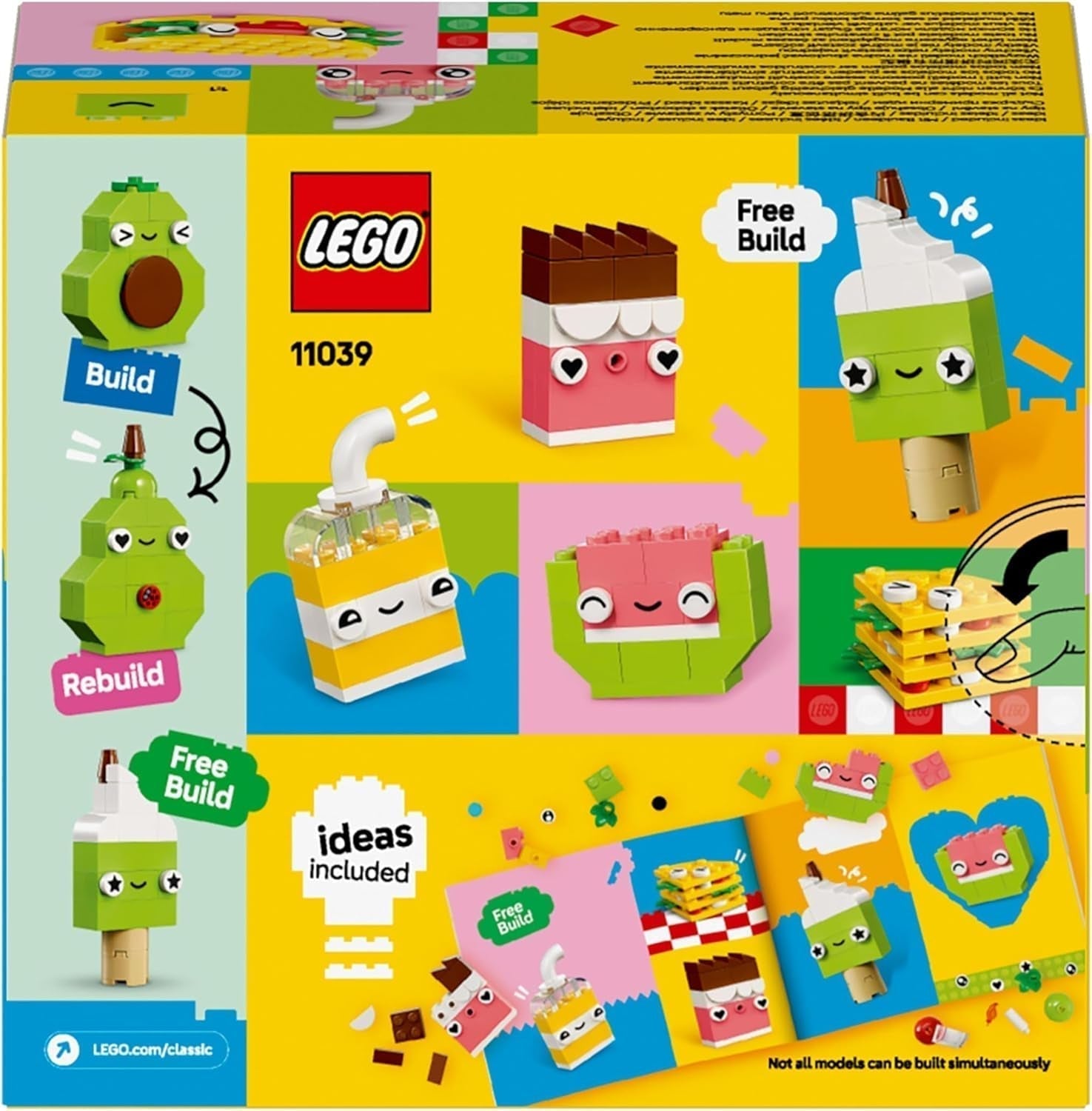 LEGO Classic Creatief snackbouwplezier, voedselspeelgoed voor fantasierijk rollenspel, bouwset voor jongens en meisjes vanaf 4 jaar, cupcake, avocado, ijslolly en taco 11039 Bouwsets Besuche in LEGO-Store