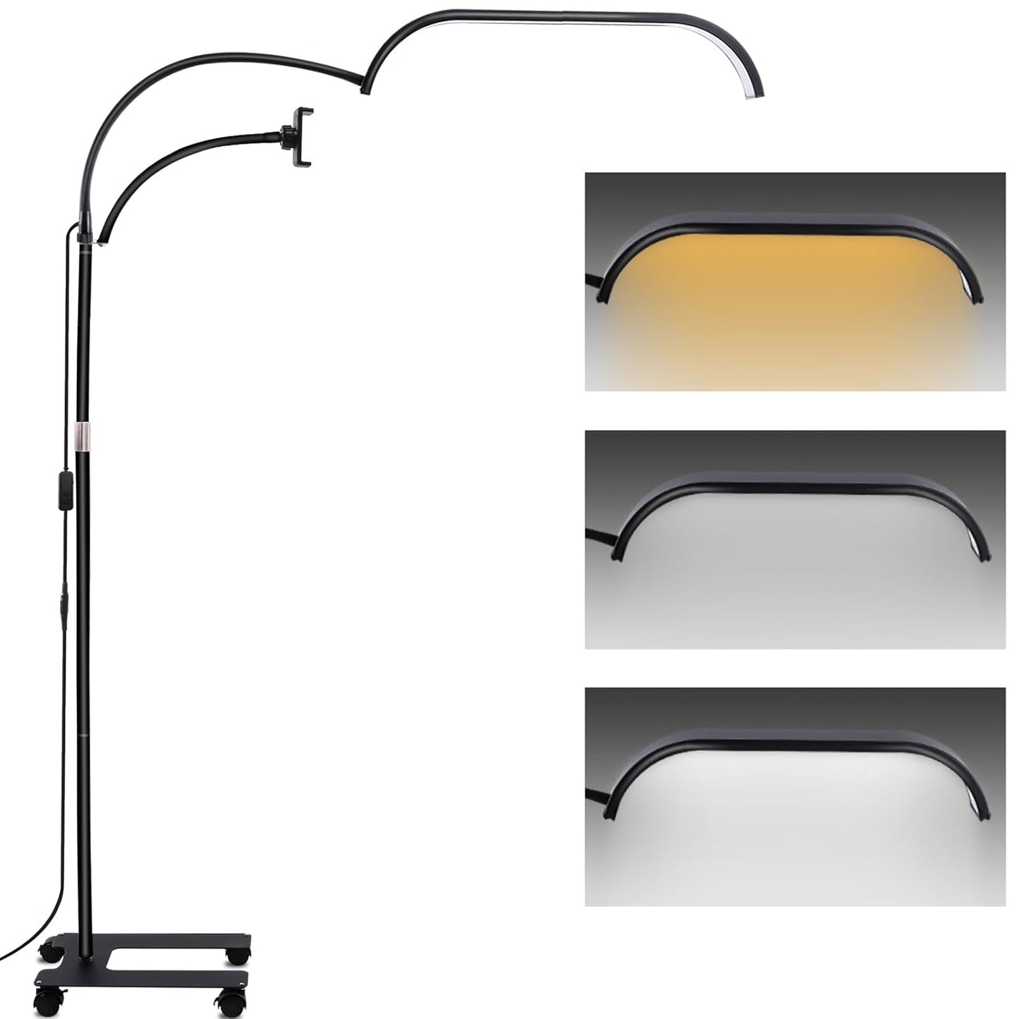 Kalolary Lampadaire, Lash Lumière Pour Extensions De Cils Regglable À 360°, 3000K-6000K Demi-Lune Lamp, Lamp De Beauté (Halvemaanlamp)