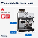 De'Longhi La Specialista Arte EC9155.MB portafilter espressomachine met molen, 8 maalstanden, 15 bar druk, 3 temperatuurstanden, melkopschuimer, 1550W, 1,7L tank, RVS/zwart, inclusief barista kit