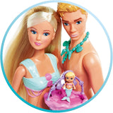 Simba 105733524 - Steffi Love Mermaid Family Zwangere zeemeermin Kevin pop met babybedje 29 cm Modepoppen Speelpoppen voor 3 jaar en ouder