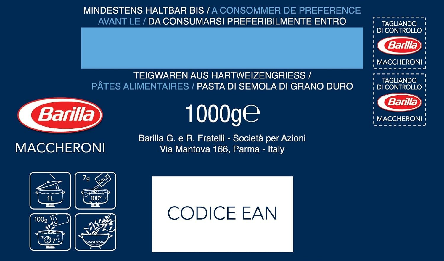 Barilla durumtarwepasta Maccheroni n. 44 – Pak van 1 (1x1kg)