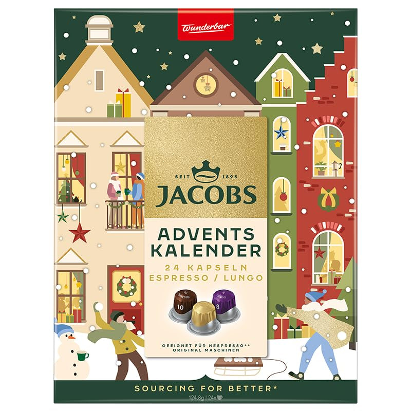 Jacobs Kapsel Adventskalender, 24 Espresso/Lungo Kapseln, Nespresso* compatibel Kaffee Kapseln, 24 Kapseln