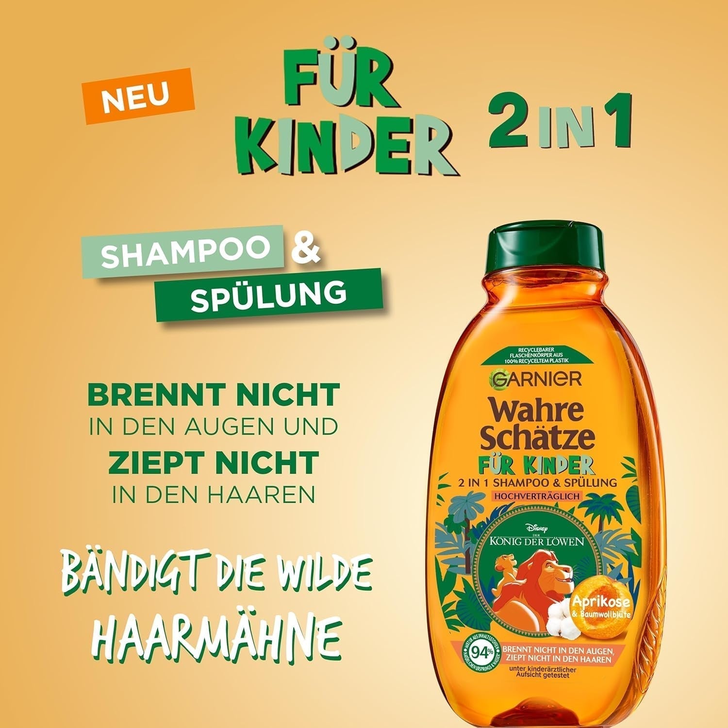 Garnier Shampoo voor kinderen, voor gevoelig haar en gemakkelijk doorkambaar, met abrikozen- en katoenbloemen Garnier Douche en bad