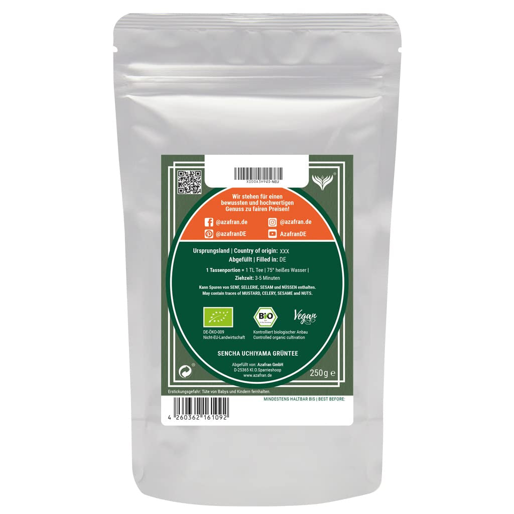 Azafran Groene Thee - Biologische Sencha Groene Thee Los Gesneden - Originele Uchiyama uit Japan 250 g