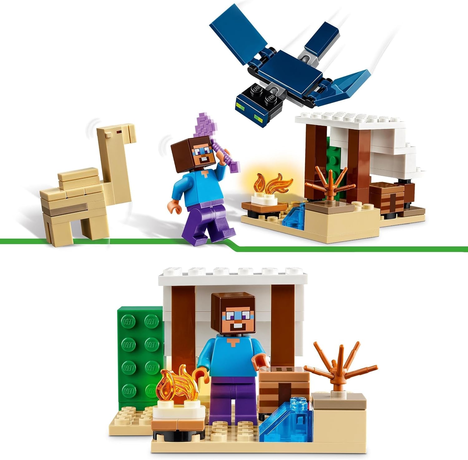 LEGO Minecraft Steve's Desert Expedition, videogameset voor jongens en meisjes, bioom met Steve, huis, beeldjes en kameelspeelgoed, gamercadeau voor kinderen vanaf 6 jaar 21251 Bouwsets Besuche den LEGO-Store
