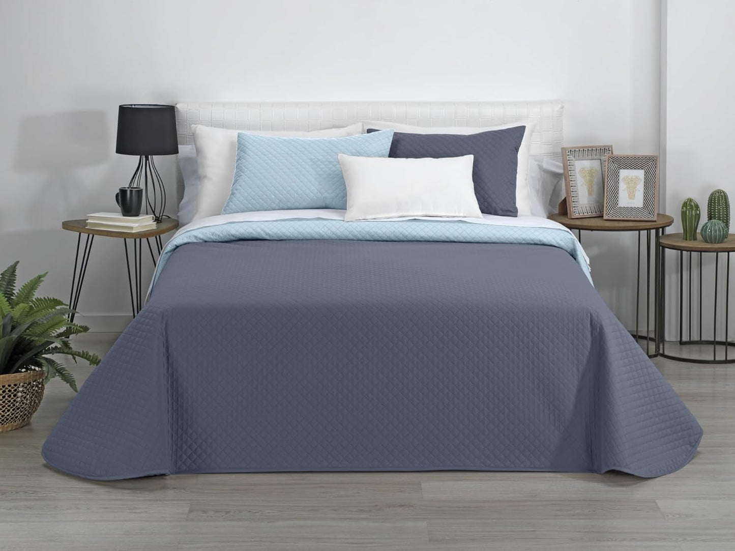 AVA | Boutique omkeerbare quilt | Voor alle seizoenen | Kleur - Hemelsblauw/steen | Voor bed van 120/135 cm. bed. (230 X 270 Cm. Ancho X Alto) | Gewatteerde quilt Quilts en quilts Naty Shop Standaard titel