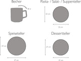 CreaTable, 20537, Vesuvio Black Series, 16-delige serviesset, porseleinen combinatieservies, vaatwasser- en magnetronbestendig, gemaakt in Portugal