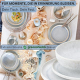 ZANGER | 12-delige Santorini Serviesset 4-persoons Bordenset ZEER GOED Beoordeeld Steengoed Serviesset Inclusief Dinerborden, Dessertborden en Suma Borden Crème Lila Blauw Gradiënt | DE PREMIUM COLLECTIE